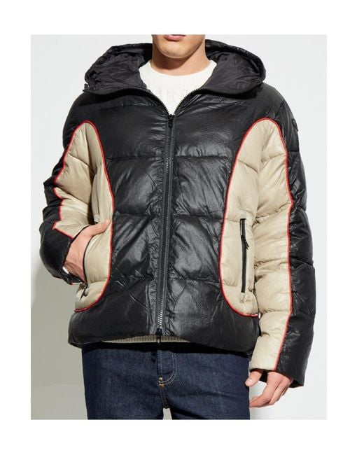 DIESEL Black Hooded Zip-Up Quilted Jacket for men