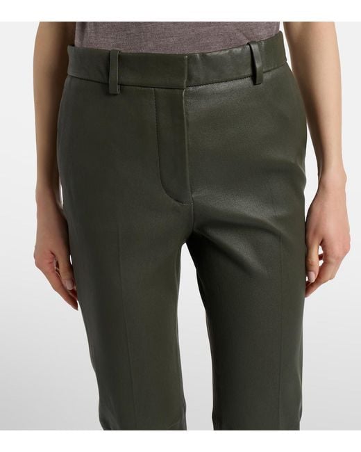 Joseph Gray Leather Slim Pants