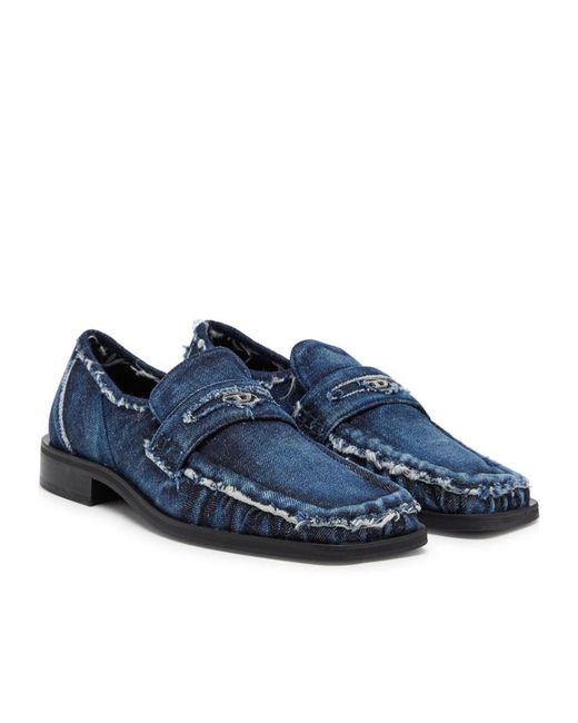 DIESEL Blue D-Amber Distressed Denim Loafers for men