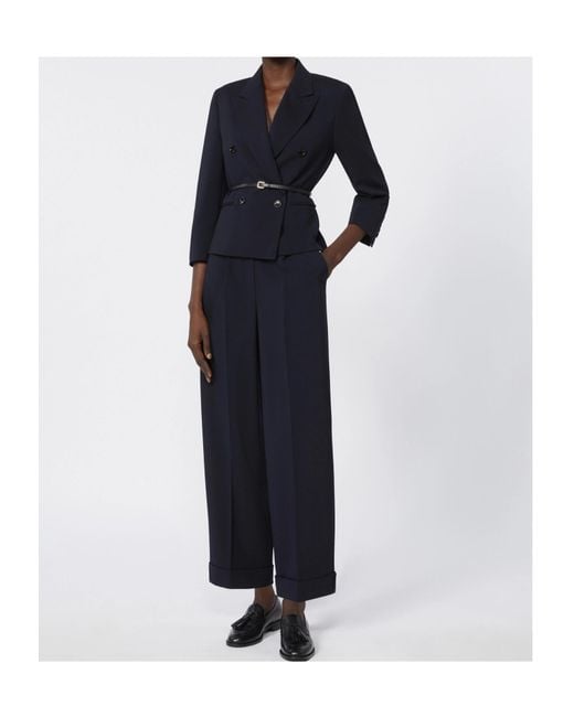 Max Mara Blue Double-Breasted Tailored Blazer