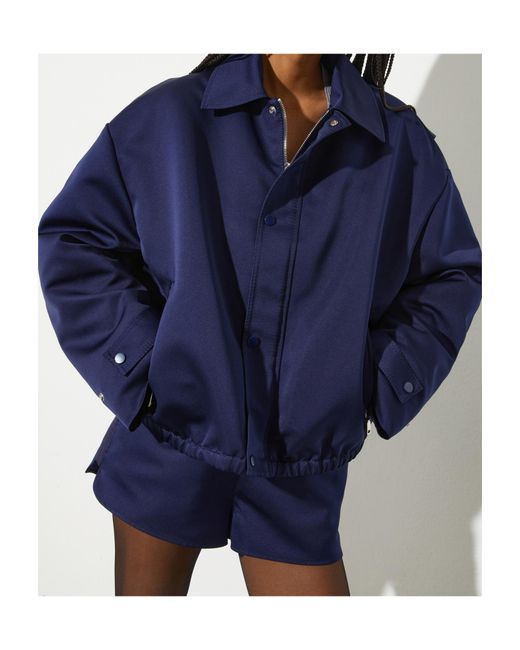 MAX&Co. Blue Duchesse Satin Bomber Jacket