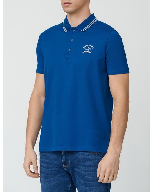 Paul & Shark Blue Logo Short-Sleeved Polo Shirt for men