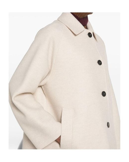 Harris Wharf London White Button-Fastening Raglan-Sleeve Coat