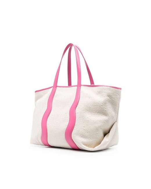 Palm Angels Pink Logo-Print Canvas Tote Bag