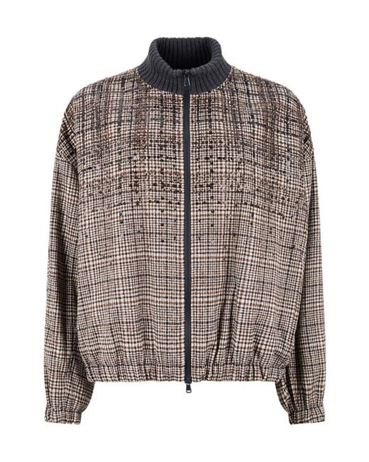Brunello Cucinelli Brown Long-Sleeve Casual Jacket
