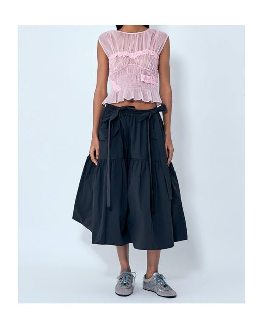 CECILIE BAHNSEN Pink Sheer Ruffle Blouse