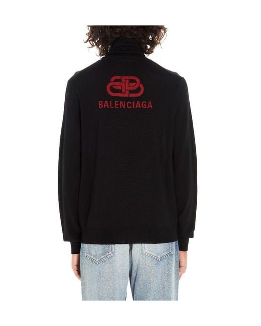 Balenciaga Black Logo Knitted Pullover for men