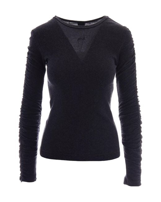 Pinko Blue Ruched Long-Sleeve Top