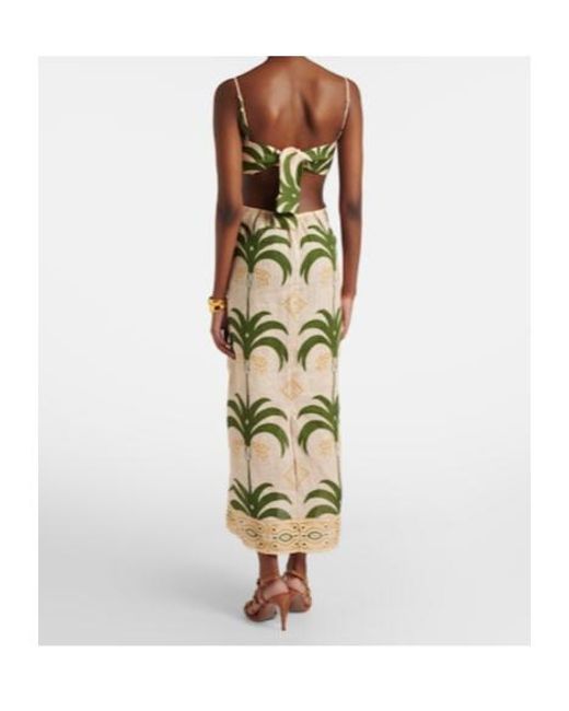 Johanna Ortiz Metallic Printed Cotton And Linen Midi Dress