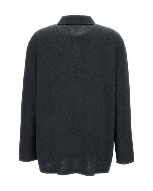 Lisa Yang Blue Caisa Polo Knitted Top