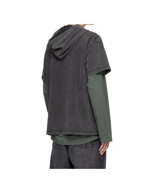 AVAVAV Black Cut-Out Hooded T-Shirt for men