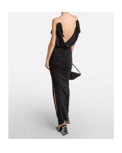 The Attico Black Ruched Draped Jersey Gown