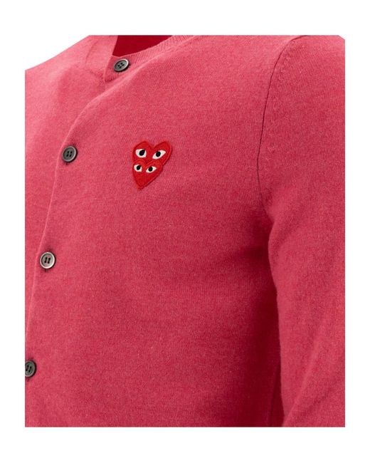 COMME DES GARÇONS PLAY Pink Comme Des Garçons Play Heart-Patch Knitted Cardigan for men