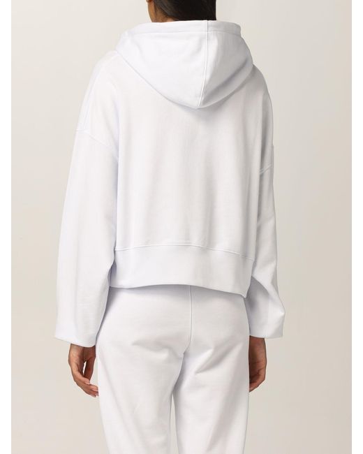 MSGM White Logo Printed Drawstring Hoodie