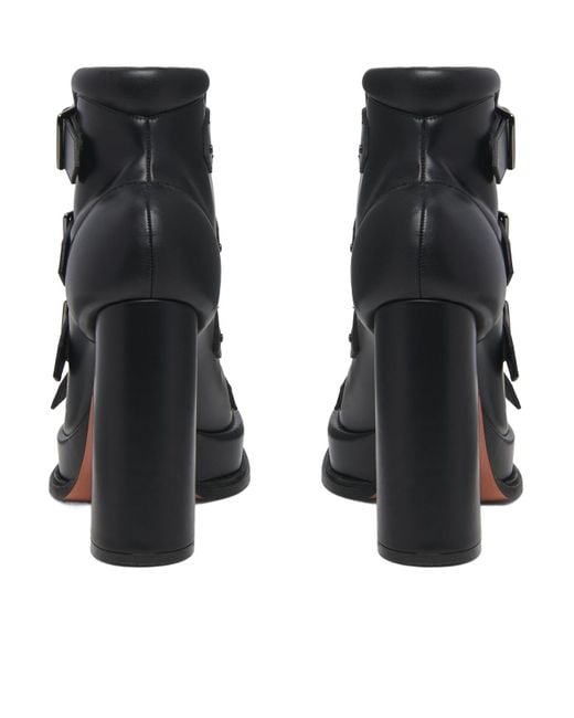 McQueen Black Caged Buckle Strap Sandals