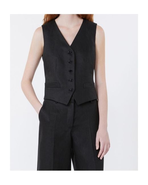 Weekend by Maxmara Black Button V-Neck Waistcoat