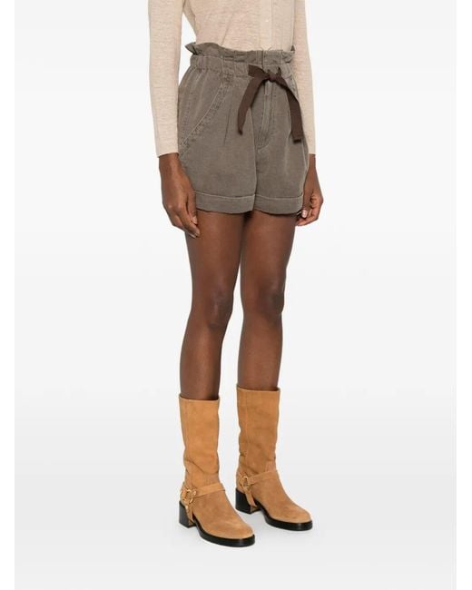 Isabel Marant Brown Nirma Cotton And Linen Canvas Shorts