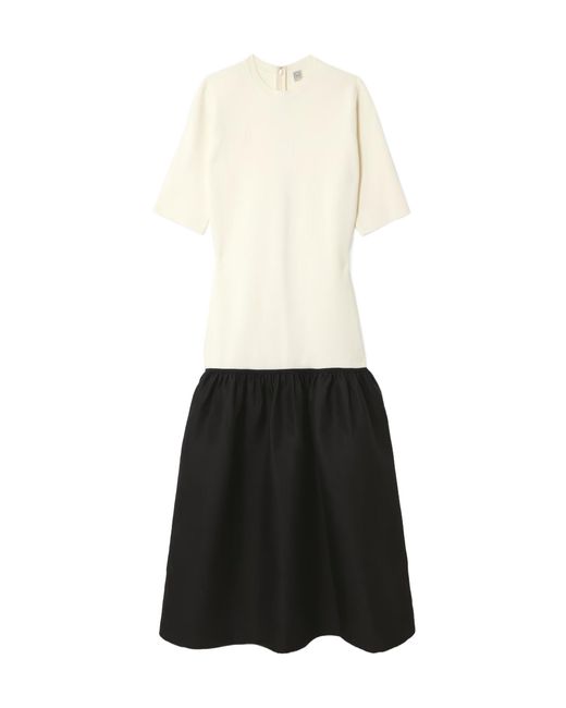Totême White Totême Short-Sleeve Gathered Detail Dress