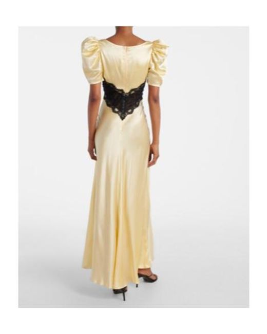 Rodarte Metallic Lace-Trimmed Silk Charmeuse Gown