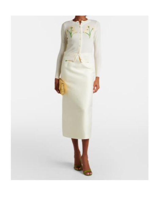 Leo Natural Quinn Embellished Wool And Silk Midi Skirt