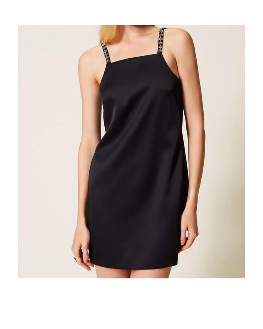 Twinset Black Duchesse Embellished Short Dress