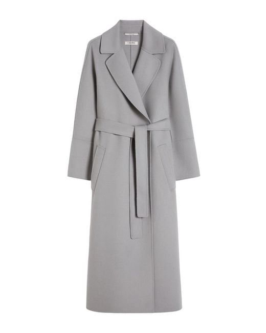 Max Mara Gray Wool Robe Coat
