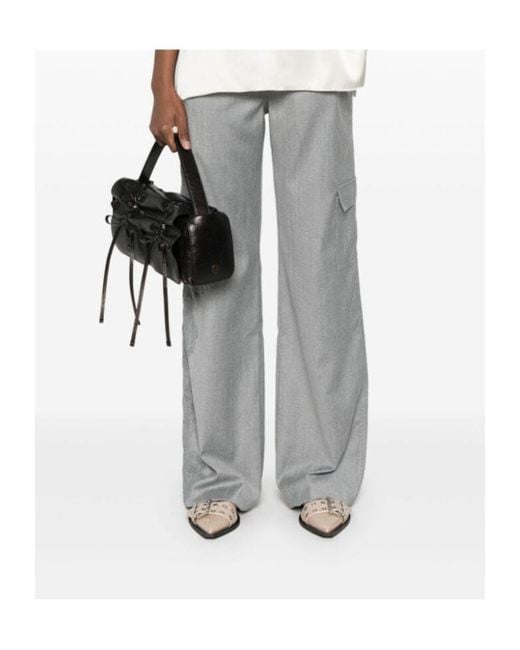 Ermanno Scervino Gray Lace-Embellished Trousers