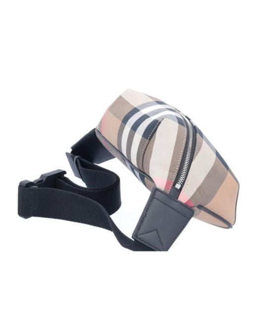 Burberry Gray Check Pattern Zipped Belt Bag for men
