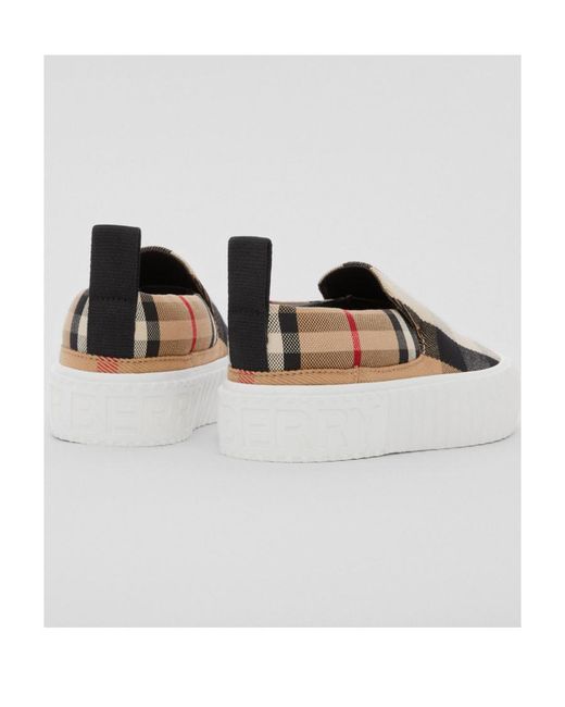 Burberry Brown Check-Pattern Slip-On Trainers