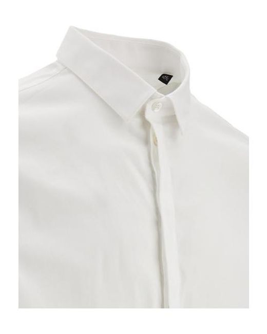 Emporio Armani White Long Sleeved Button Concealed Shirt for men