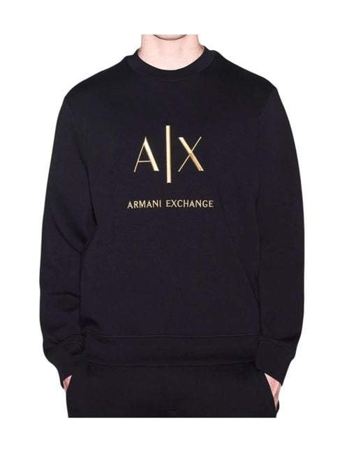 ARMANI EXCHANGE Black Long-Sleeve Crew-Neck Sweatshirt for men