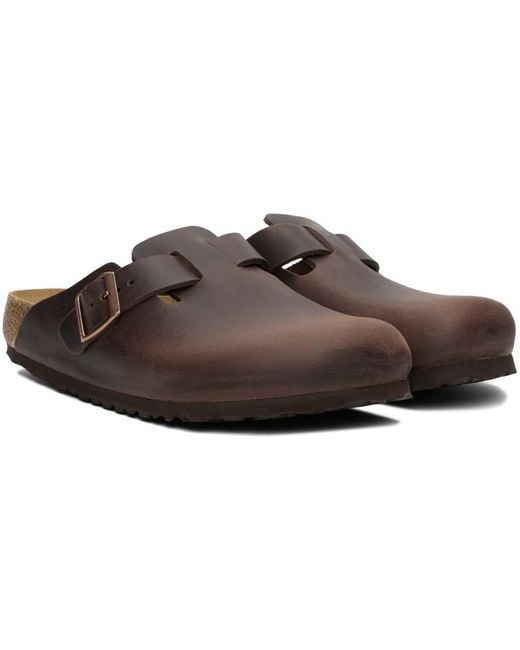 Birkenstock Brown Boston Leather Mules for men