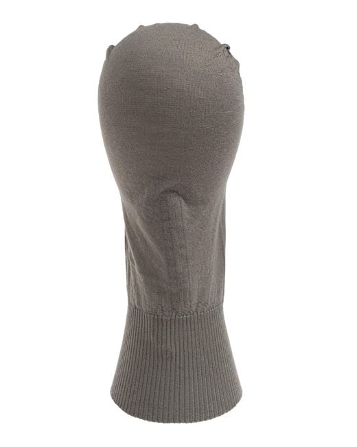 Rick Owens Gray Solid Color Knitted Hat for men