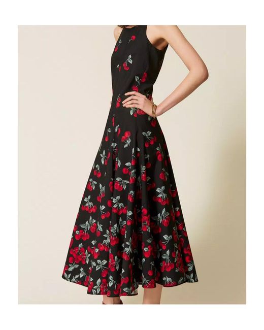 Twinset Cherry Print Flared Dress