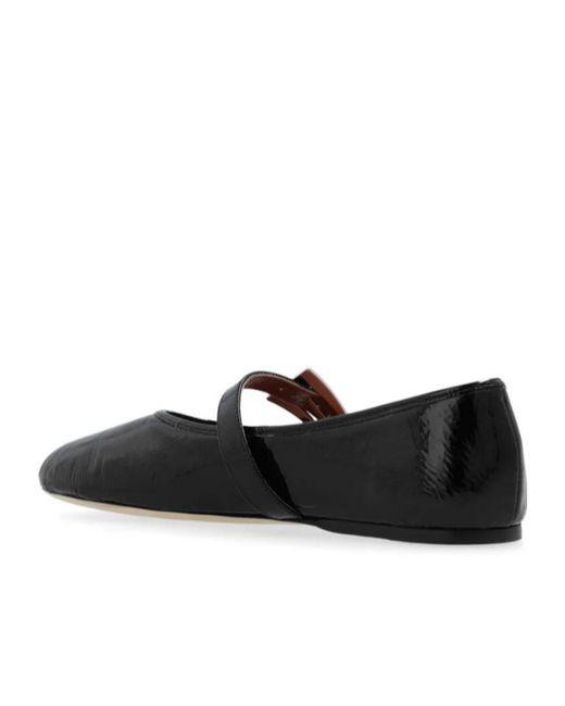 Paris Texas Black Sveva Patent Buckle Ballet Flat Shoes
