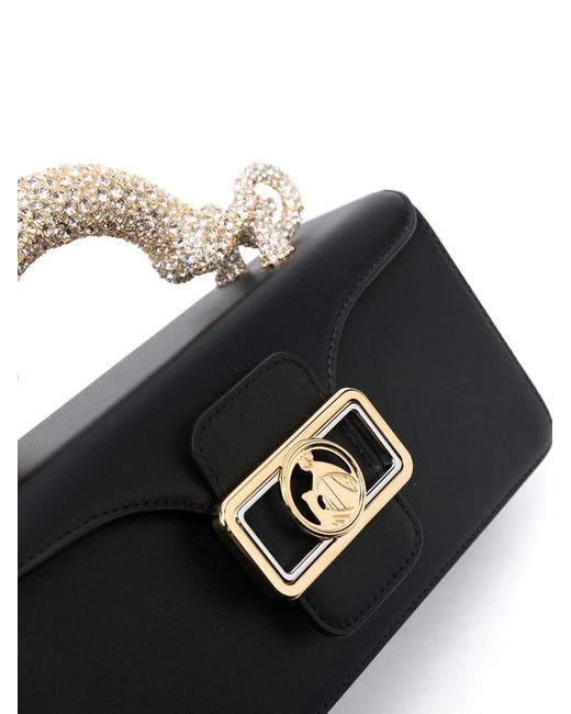 Lanvin Black Embellished Pencil Cat Mini Top Handle Bag