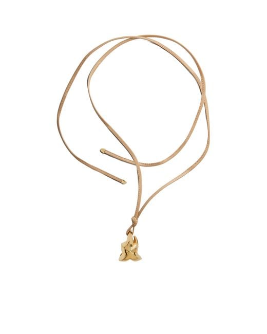 Bottega Veneta White Drop Leather Necklace