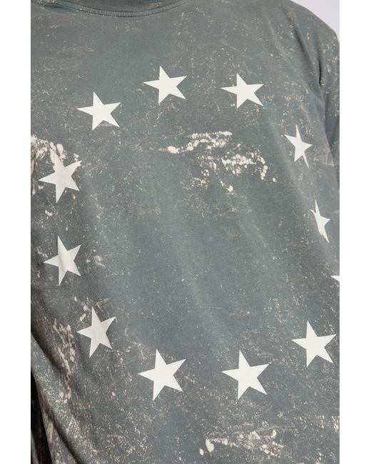 Etudes Studio Gray Star-Print Cotton T-Shirt for men