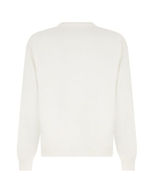 Roberto Collina White Crewneck Knitted Sweater for men