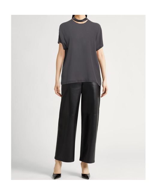 Brunello Cucinelli Gray Short Sleeve Crew Neck Top