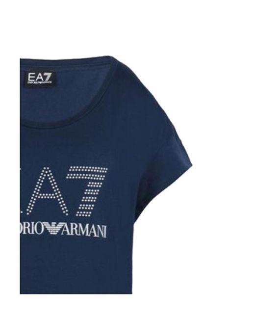 EA7 Blue Round-Necked T-Shirt