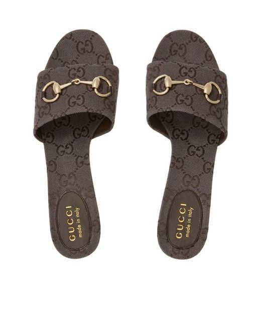 Gucci Brown Horsebit Slide Sandals