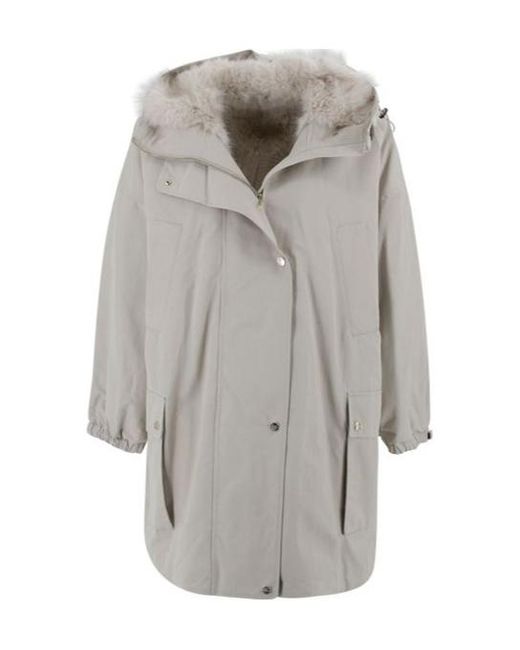 Max Mara Gray Faux Fur Parka