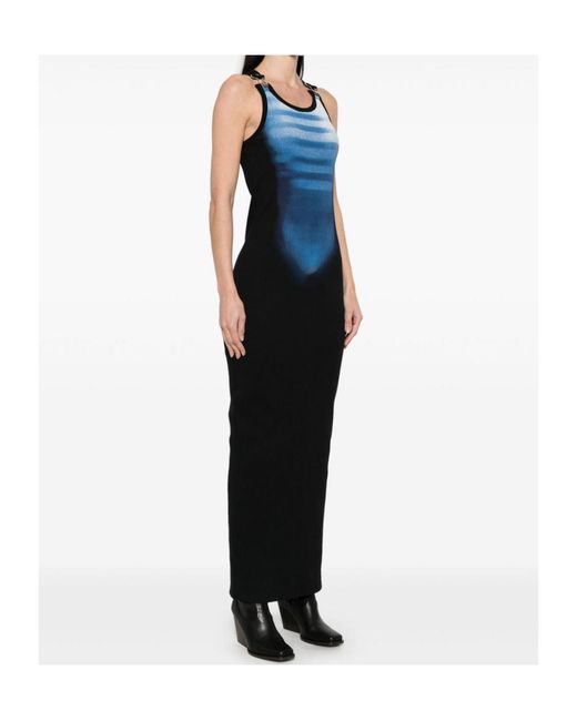 Jean Paul Gaultier Blue Swimsuit-Print Sleeveless Maxi Dress