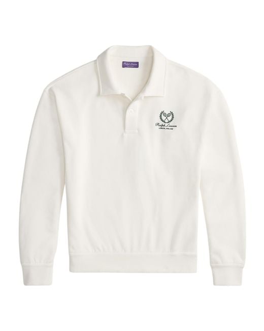 Ralph Lauren White Embroidered-Detail Long-Sleeve Polo Shirt for men