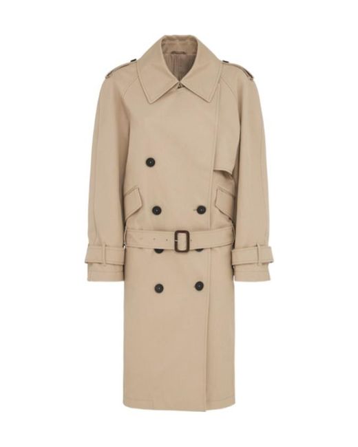 The Attico Natural Cotton Gabardine Belted Trench Coat