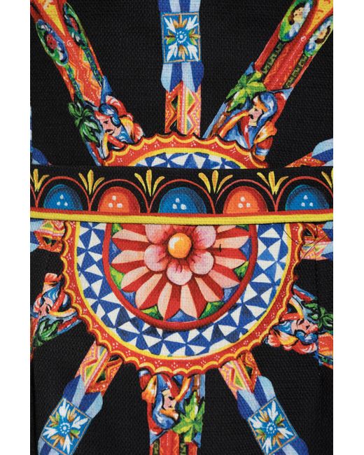 Dolce & Gabbana Black Carretto-Print Fabric Short Dress