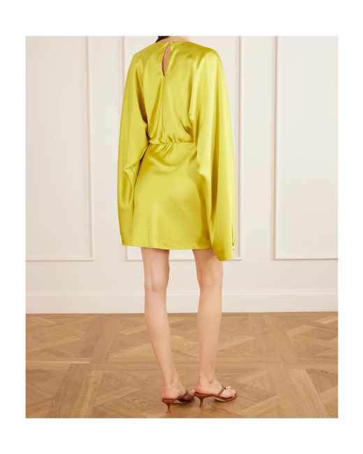 Norma Kamali Yellow Obie Cape-Sleeve Dress