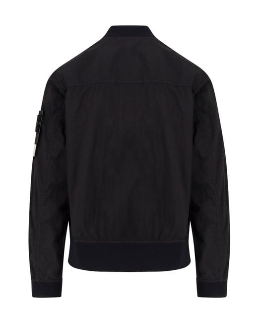Stone Island Black Logo-Patch Zipped Jacket for men