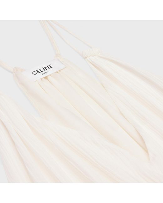 Céline White Embroidered Long Dress